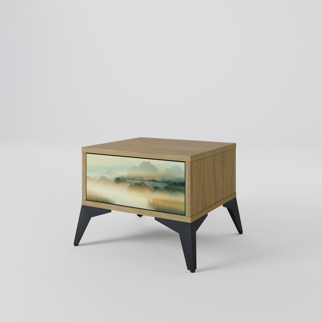 Table de chevet MORNING BY THE LAKE effet chêne