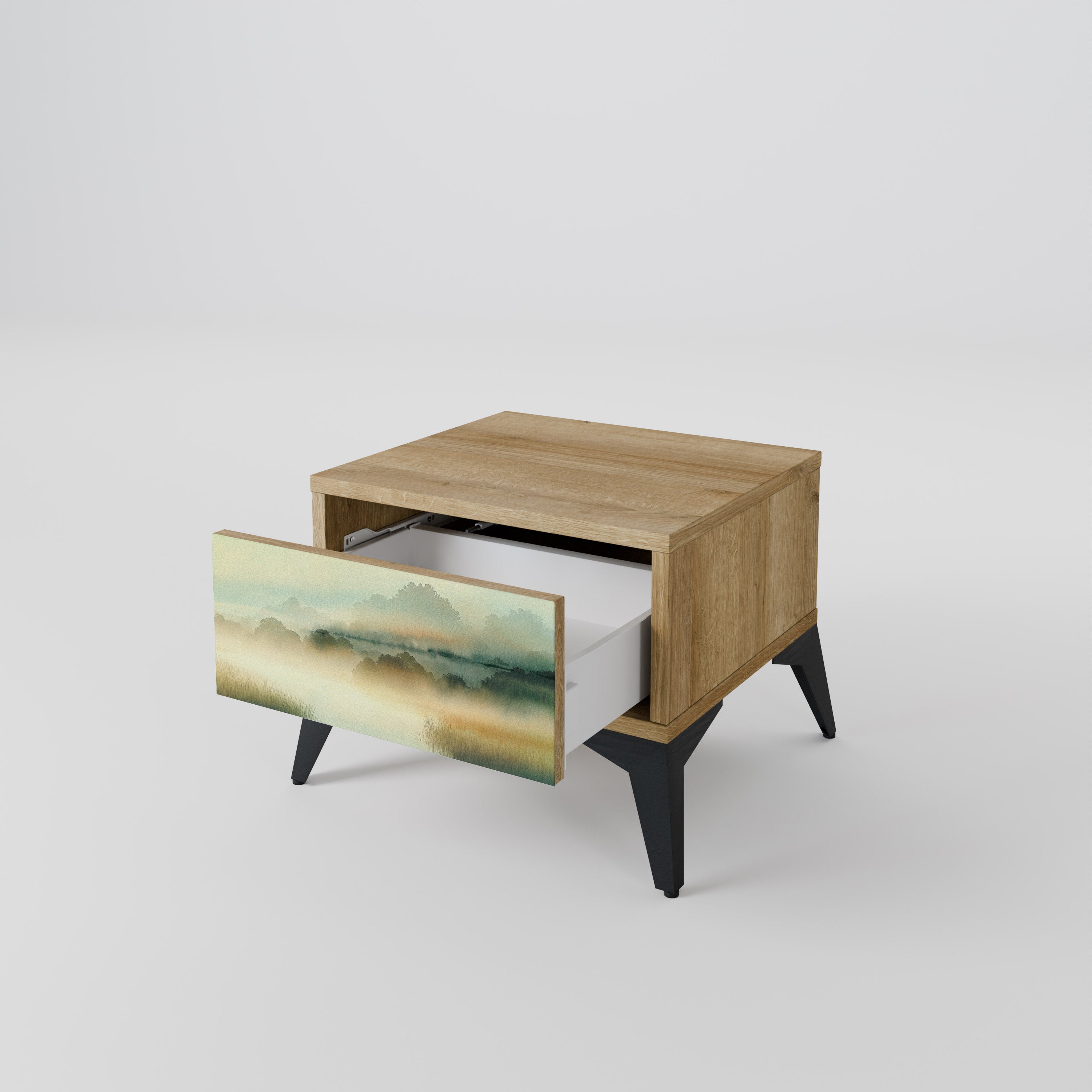 Table de chevet MORNING BY THE LAKE effet chêne