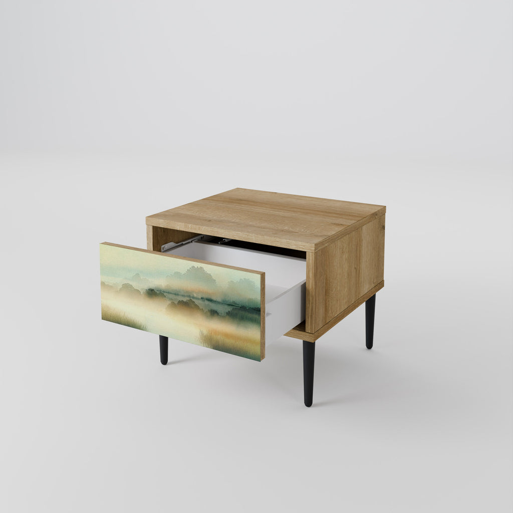 Table de chevet MORNING BY THE LAKE effet chêne
