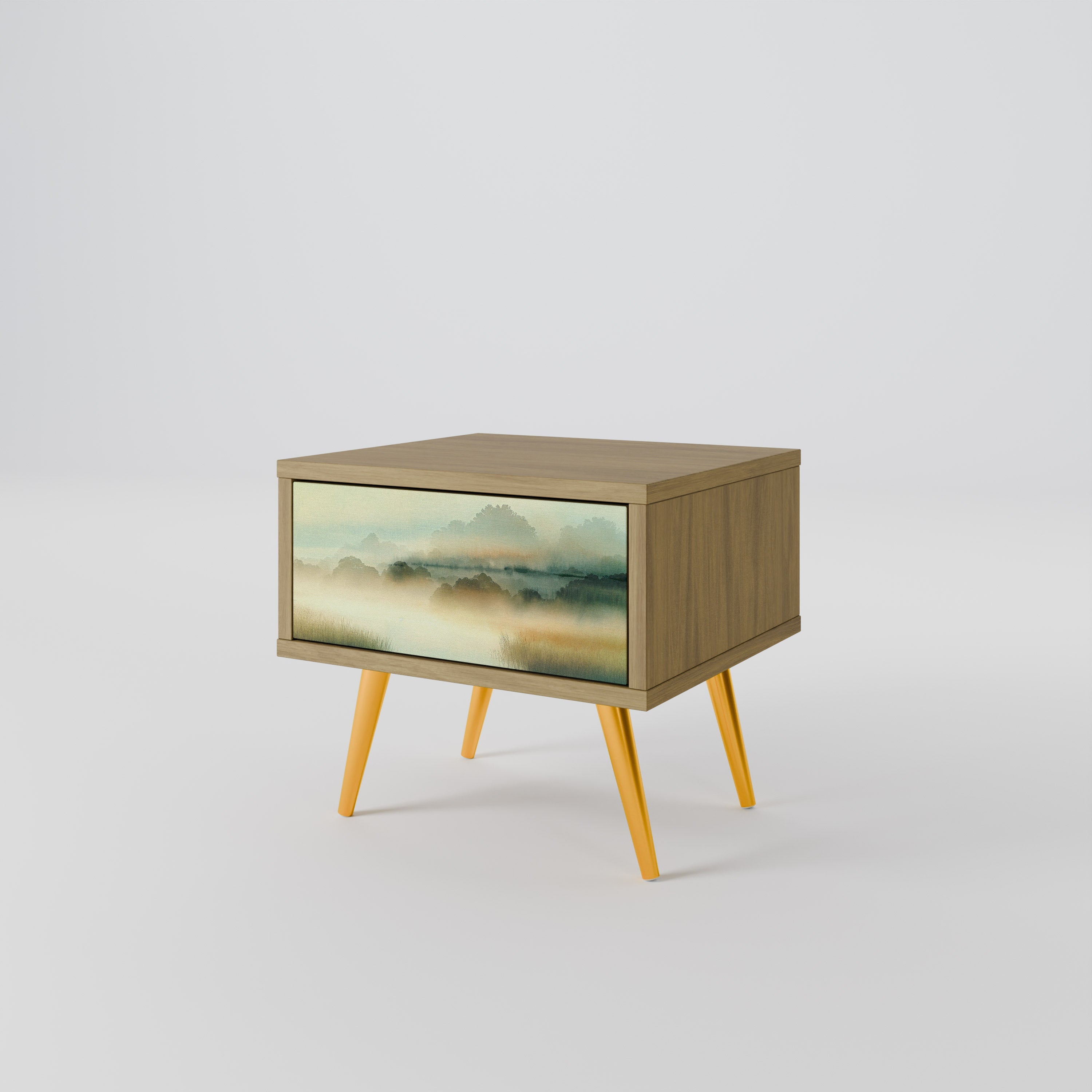 Table de chevet MORNING BY THE LAKE effet chêne
