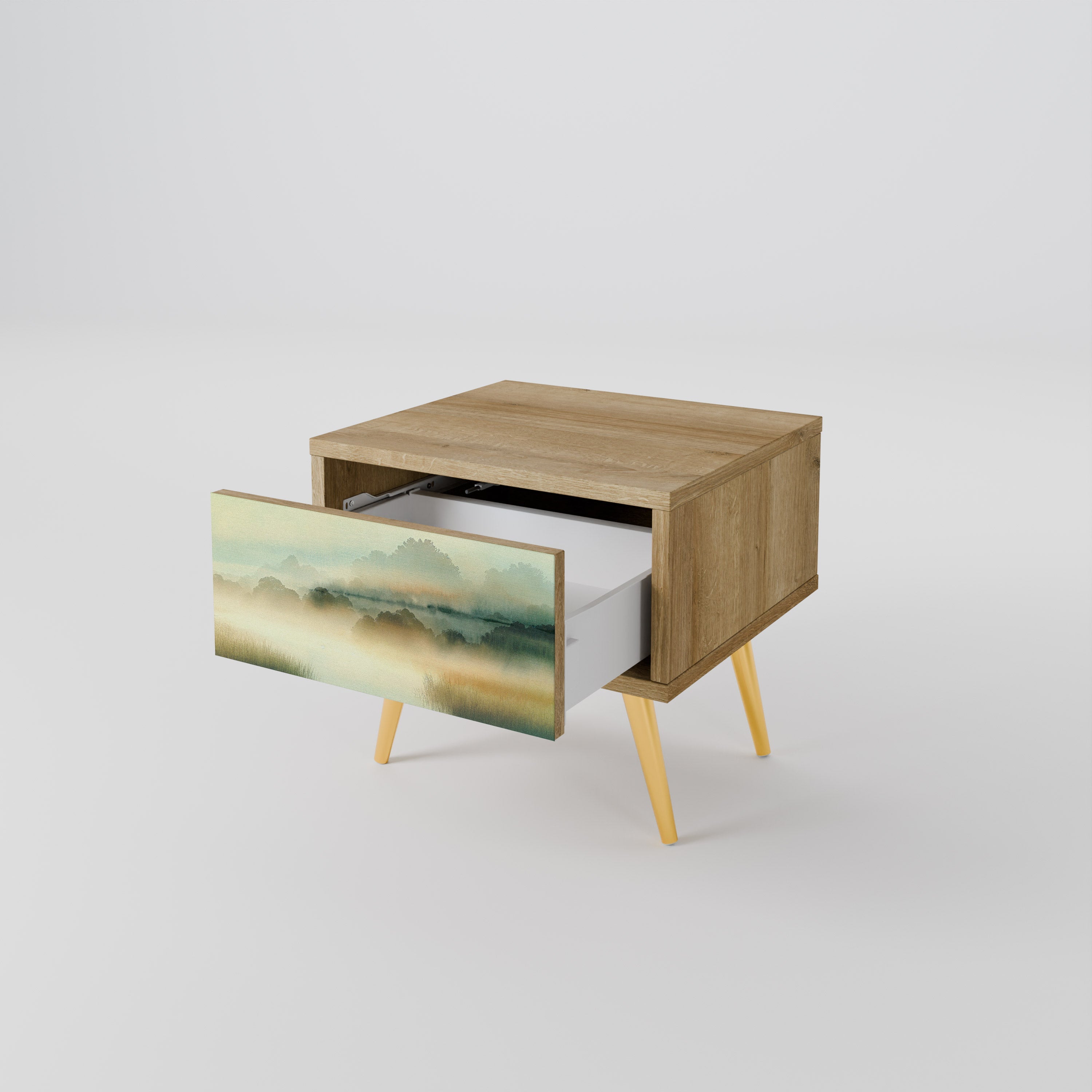 Table de chevet MORNING BY THE LAKE effet chêne