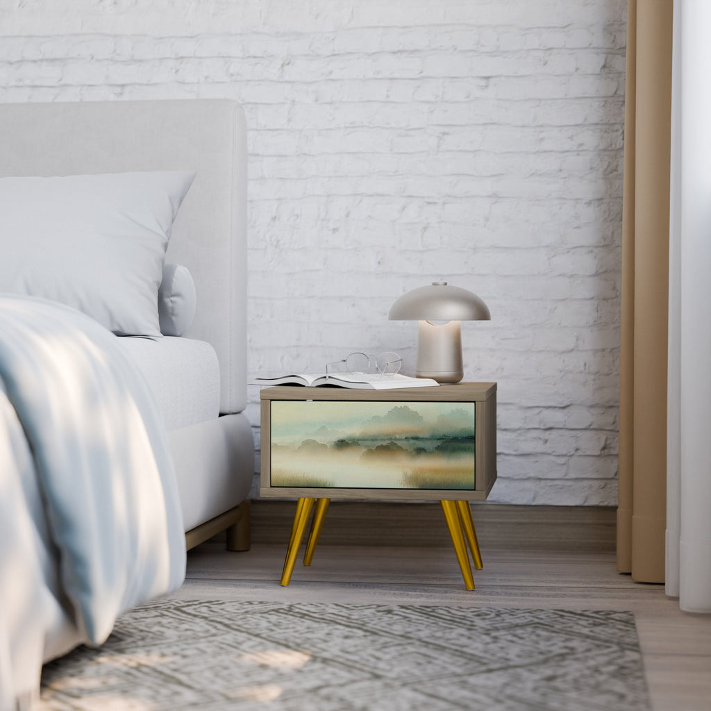 Table de chevet MORNING BY THE LAKE effet chêne