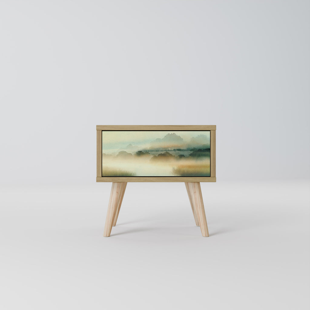 Table de chevet MORNING BY THE LAKE effet chêne