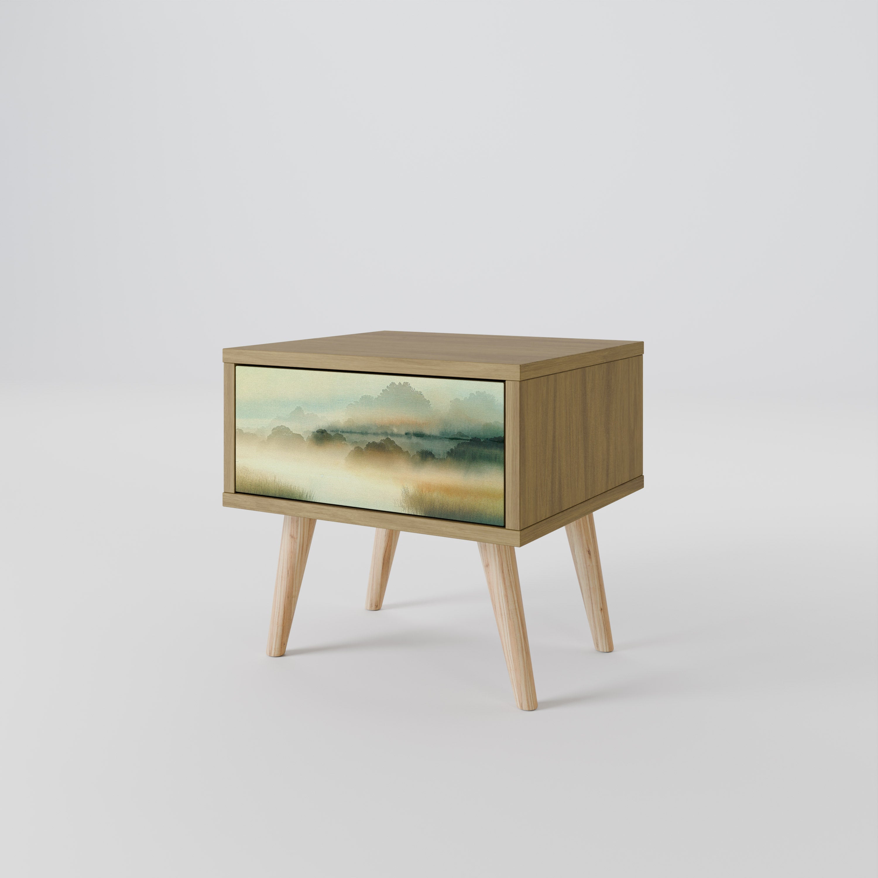Table de chevet MORNING BY THE LAKE effet chêne