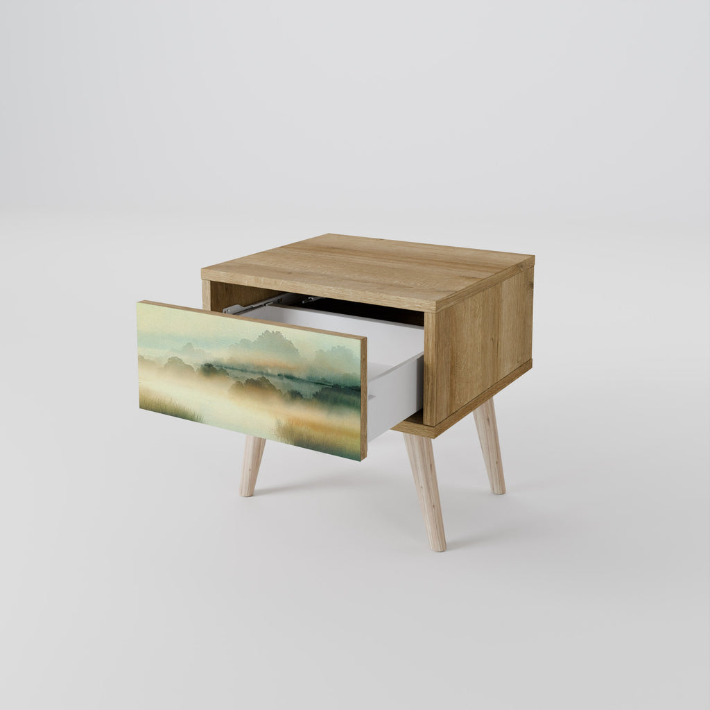 Table de chevet MORNING BY THE LAKE effet chêne