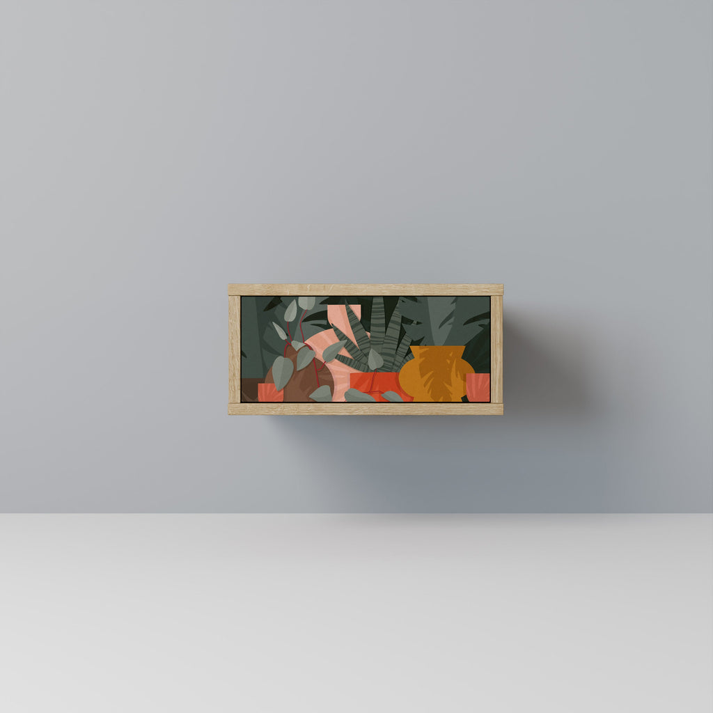 Table de chevet effet chêne COMPOSITION TROPICALE