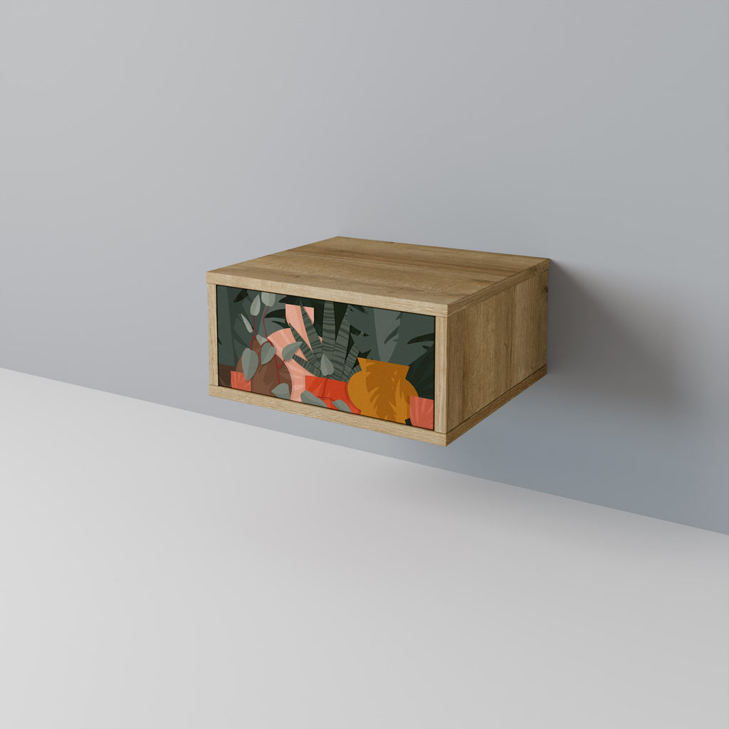 Table de chevet effet chêne COMPOSITION TROPICALE