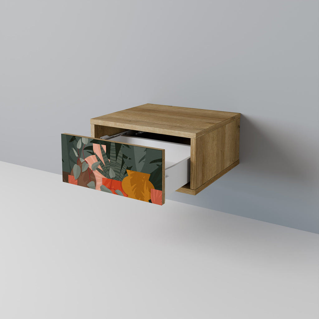 Table de chevet effet chêne COMPOSITION TROPICALE