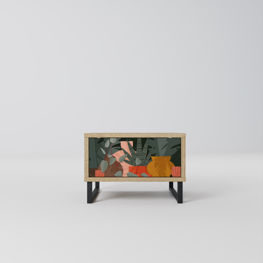 Table de chevet effet chêne COMPOSITION TROPICALE