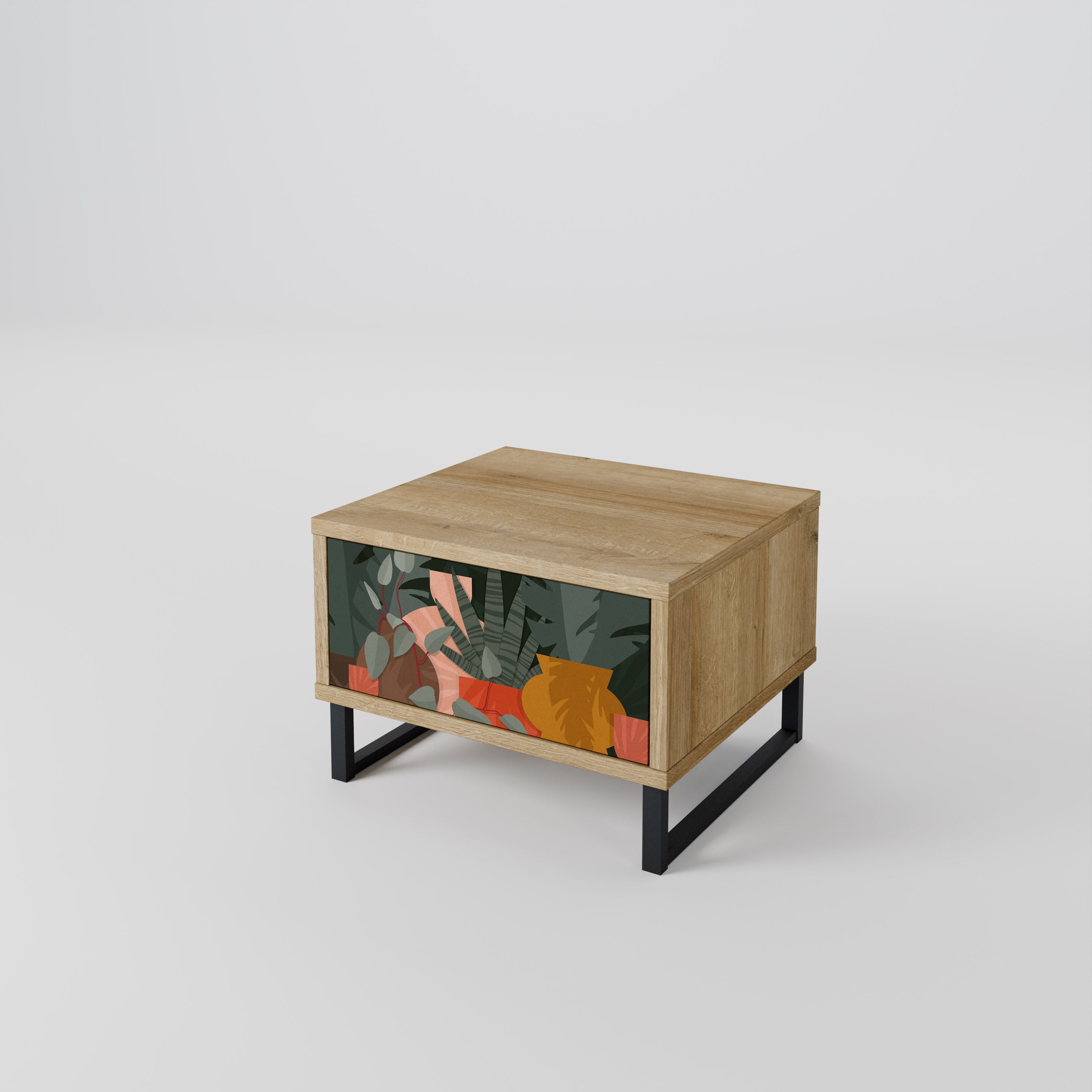 Table de chevet effet chêne COMPOSITION TROPICALE