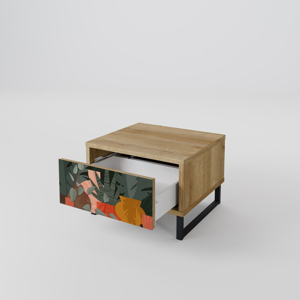 Table de chevet effet chêne COMPOSITION TROPICALE