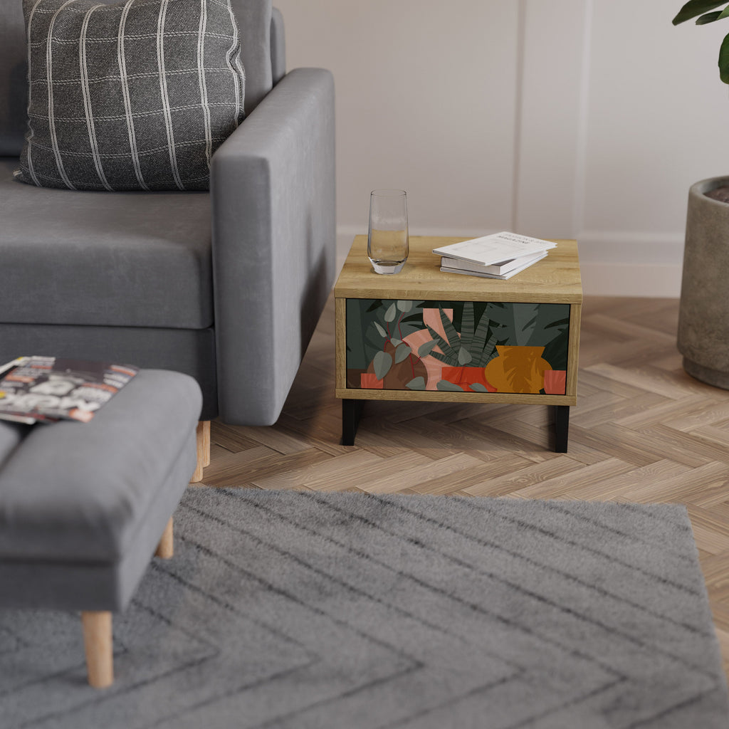 Table de chevet effet chêne COMPOSITION TROPICALE