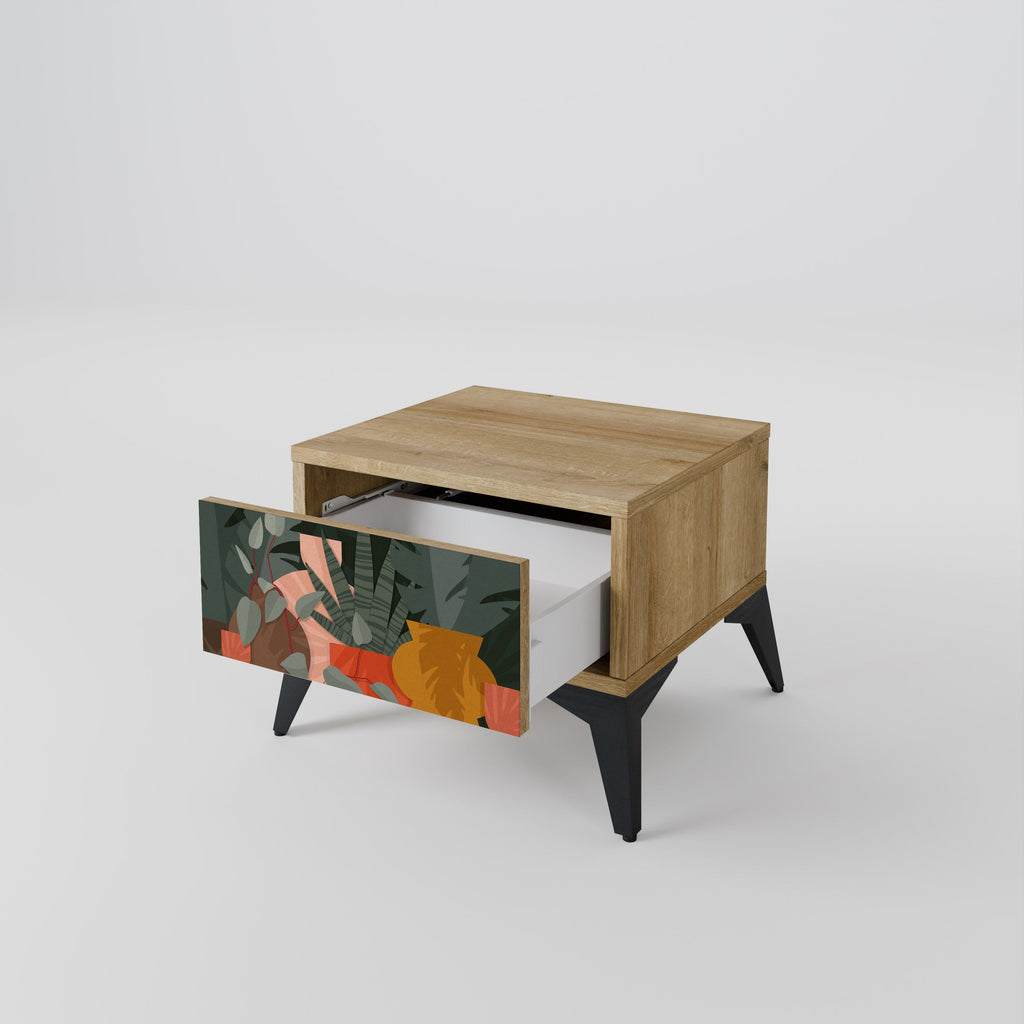 Table de chevet effet chêne COMPOSITION TROPICALE