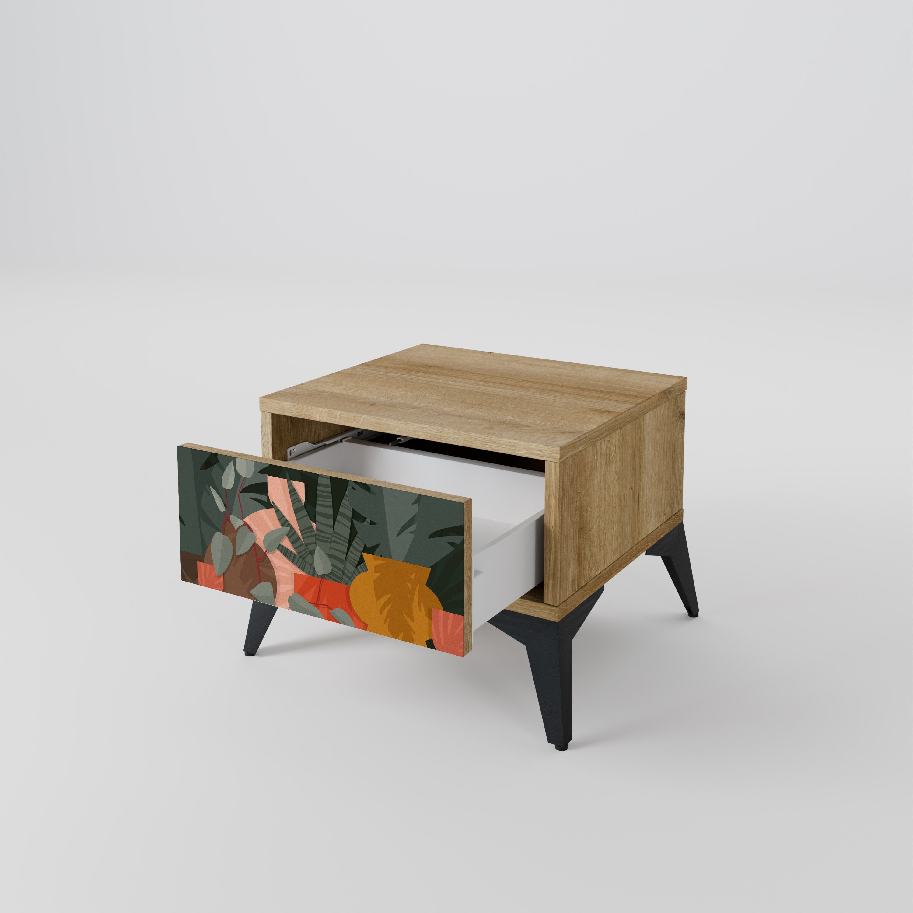 Table de chevet effet chêne COMPOSITION TROPICALE