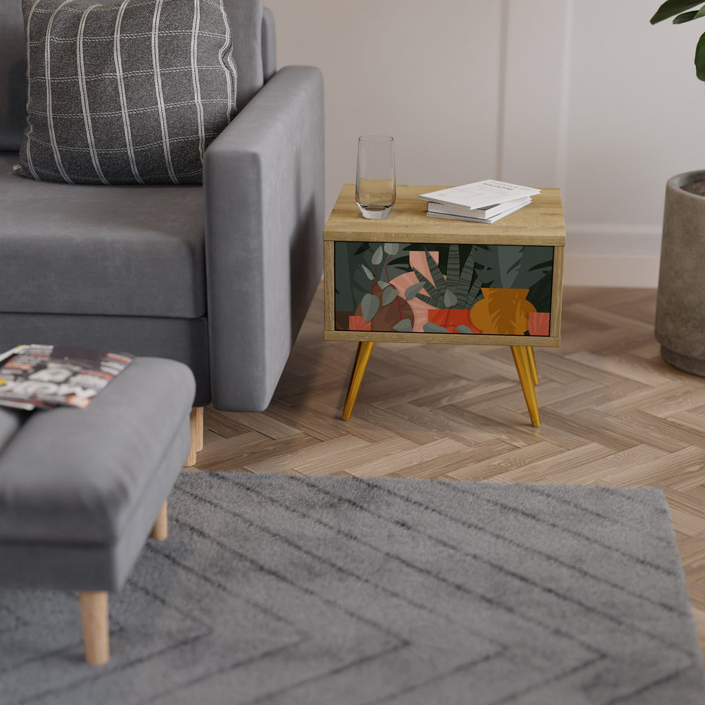 Table de chevet effet chêne COMPOSITION TROPICALE