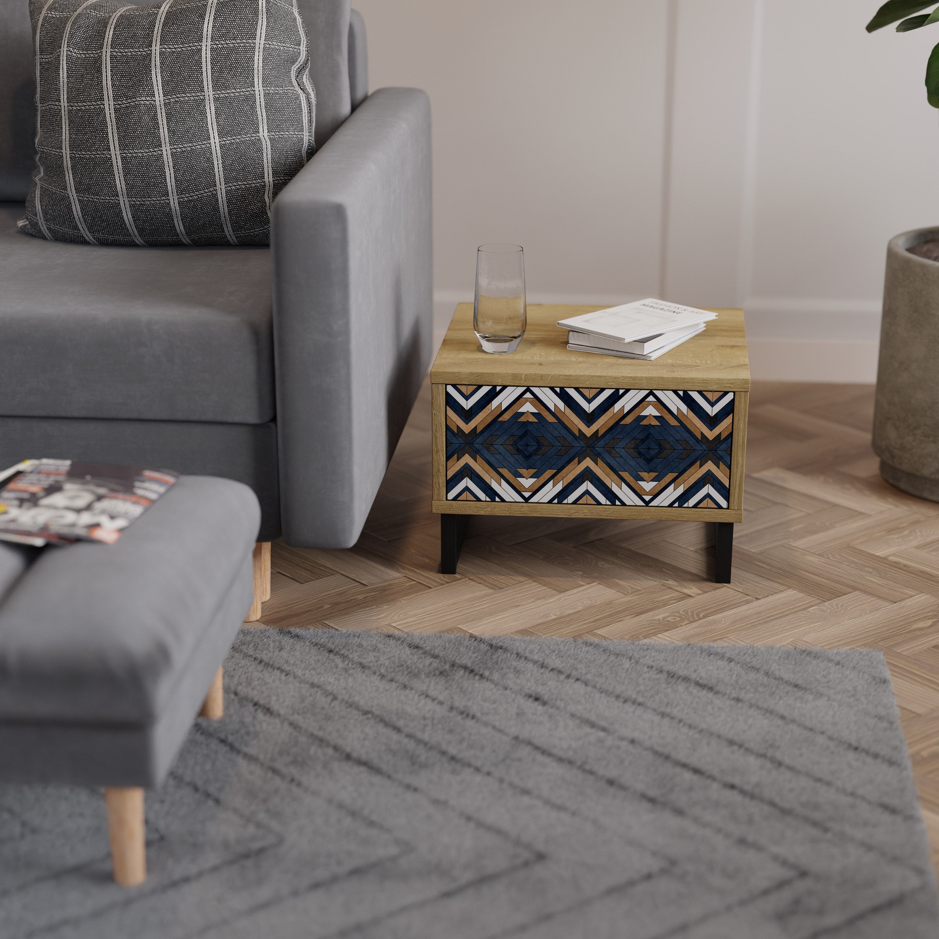 Table de chevet ARTFUL GEOMETRY effet chêne