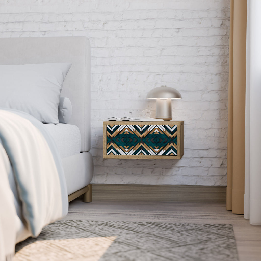 Table de chevet ARTISTIC GEOMETRY effet chêne