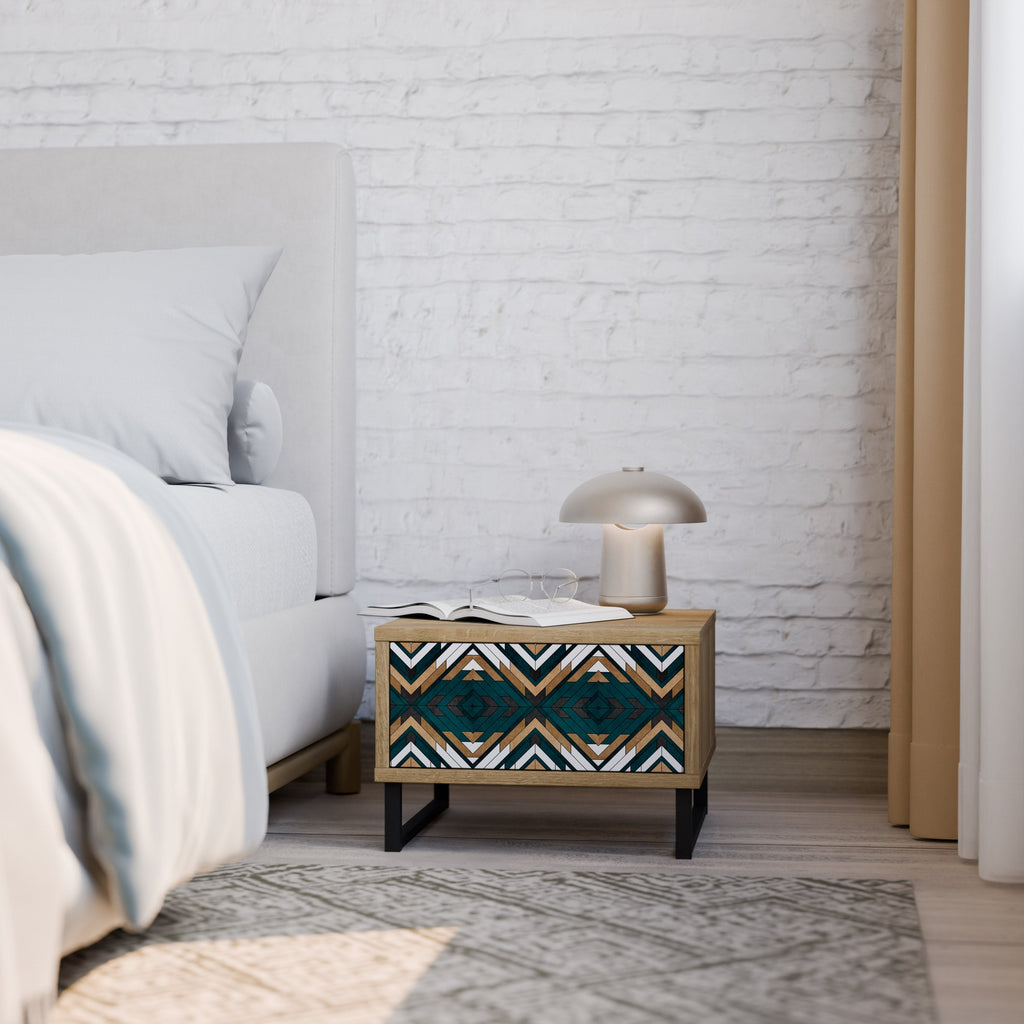 Table de chevet ARTISTIC GEOMETRY effet chêne