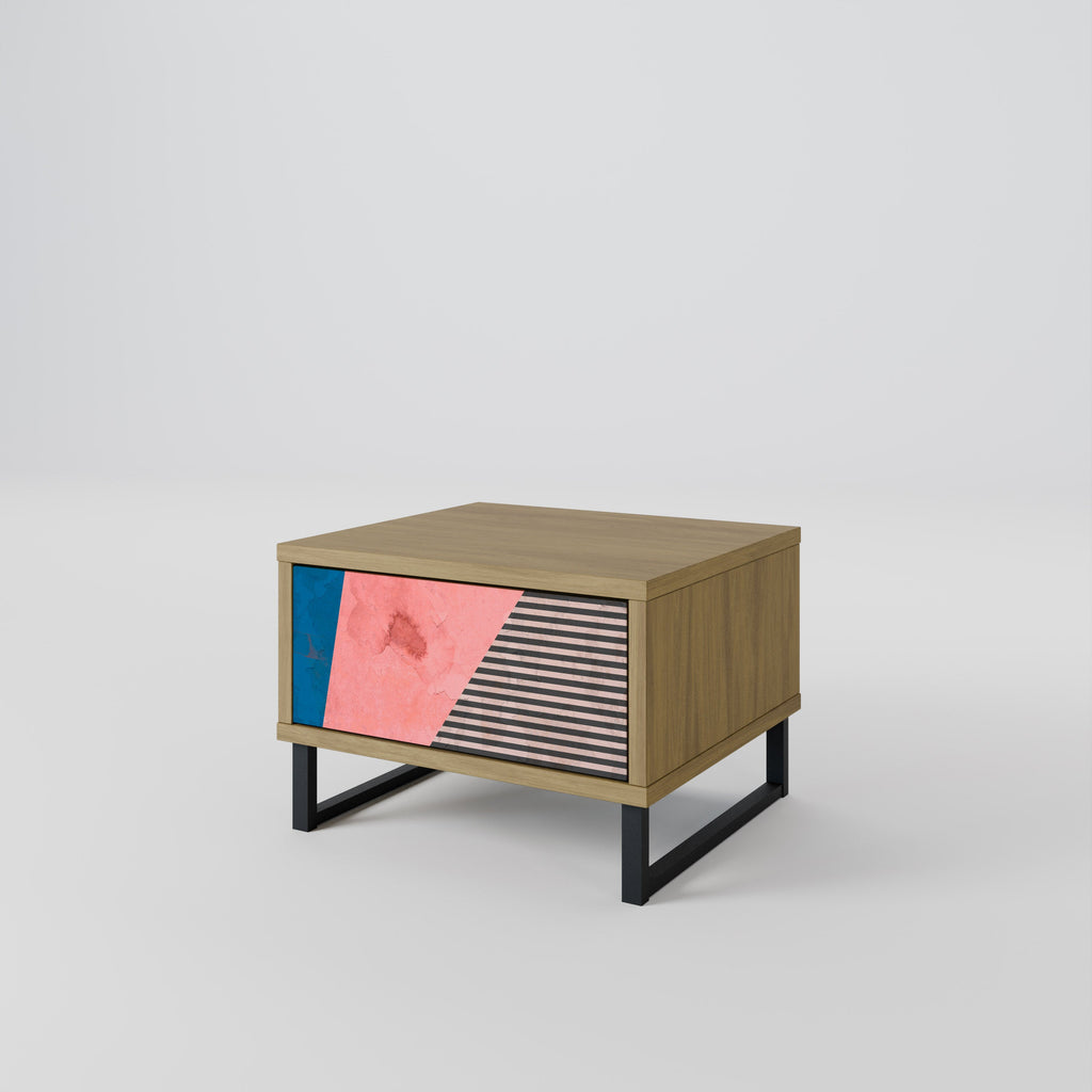 Table de chevet GLAMOROUS STRIPE effet chêne