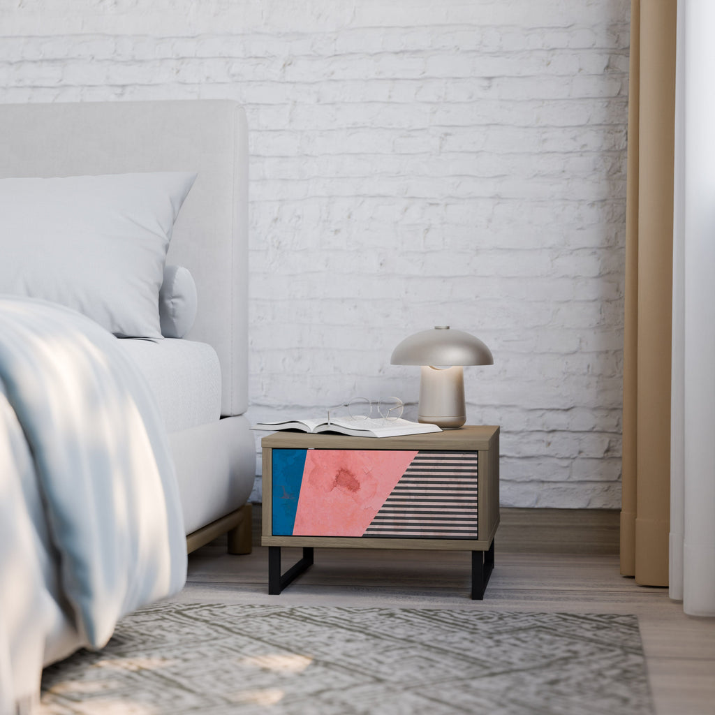 Table de chevet GLAMOROUS STRIPE effet chêne