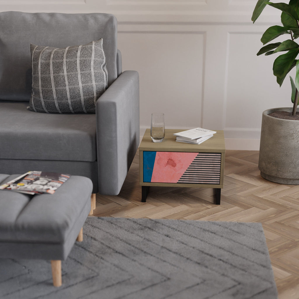 Table de chevet GLAMOROUS STRIPE effet chêne