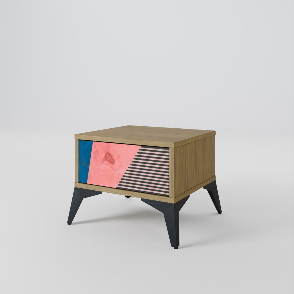 Table de chevet GLAMOROUS STRIPE effet chêne