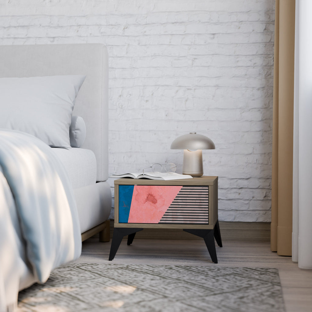 Table de chevet GLAMOROUS STRIPE effet chêne