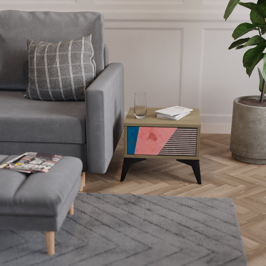 Table de chevet GLAMOROUS STRIPE effet chêne