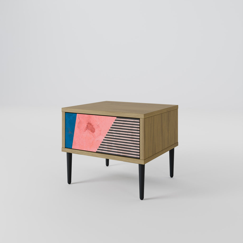 Table de chevet GLAMOROUS STRIPE effet chêne