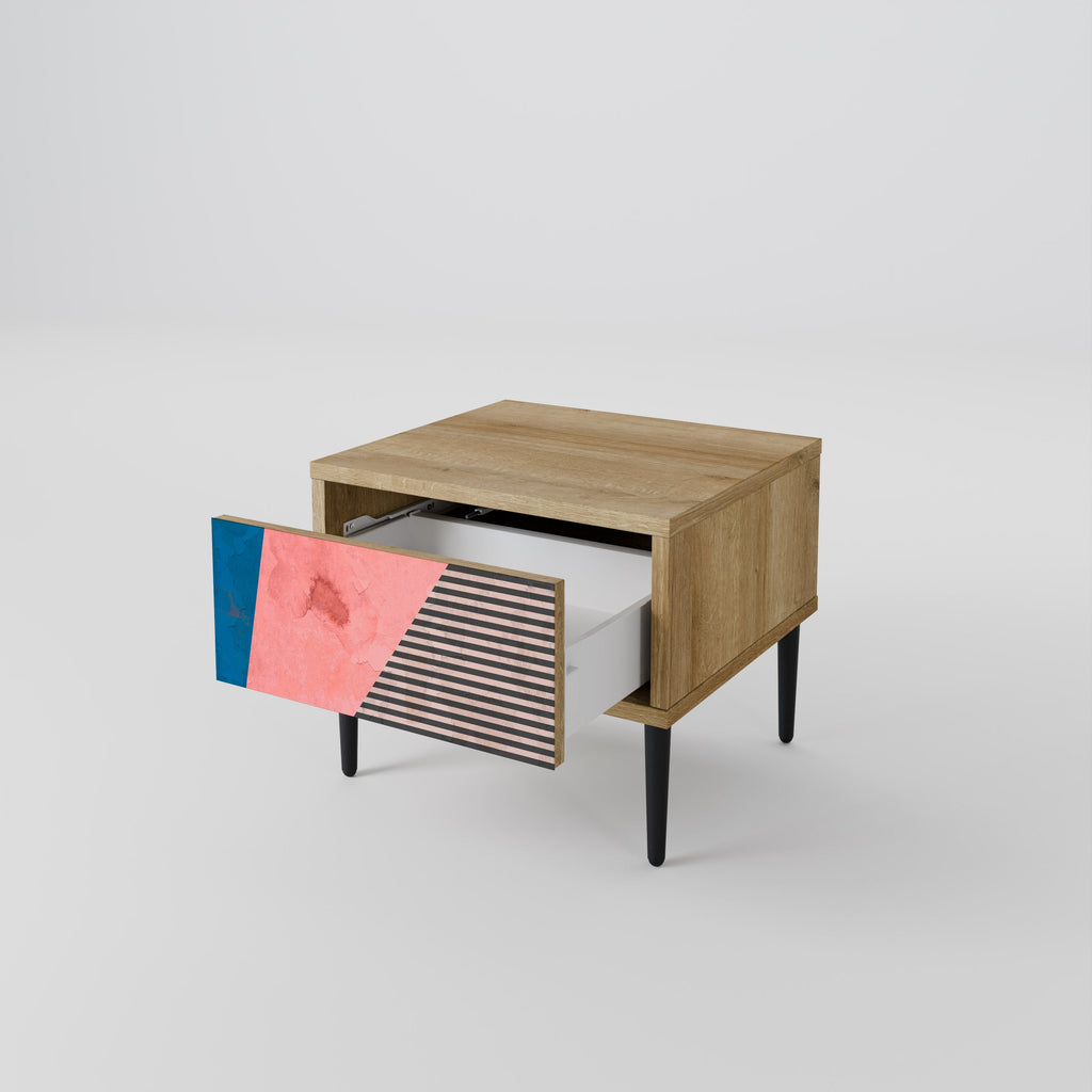 Table de chevet GLAMOROUS STRIPE effet chêne