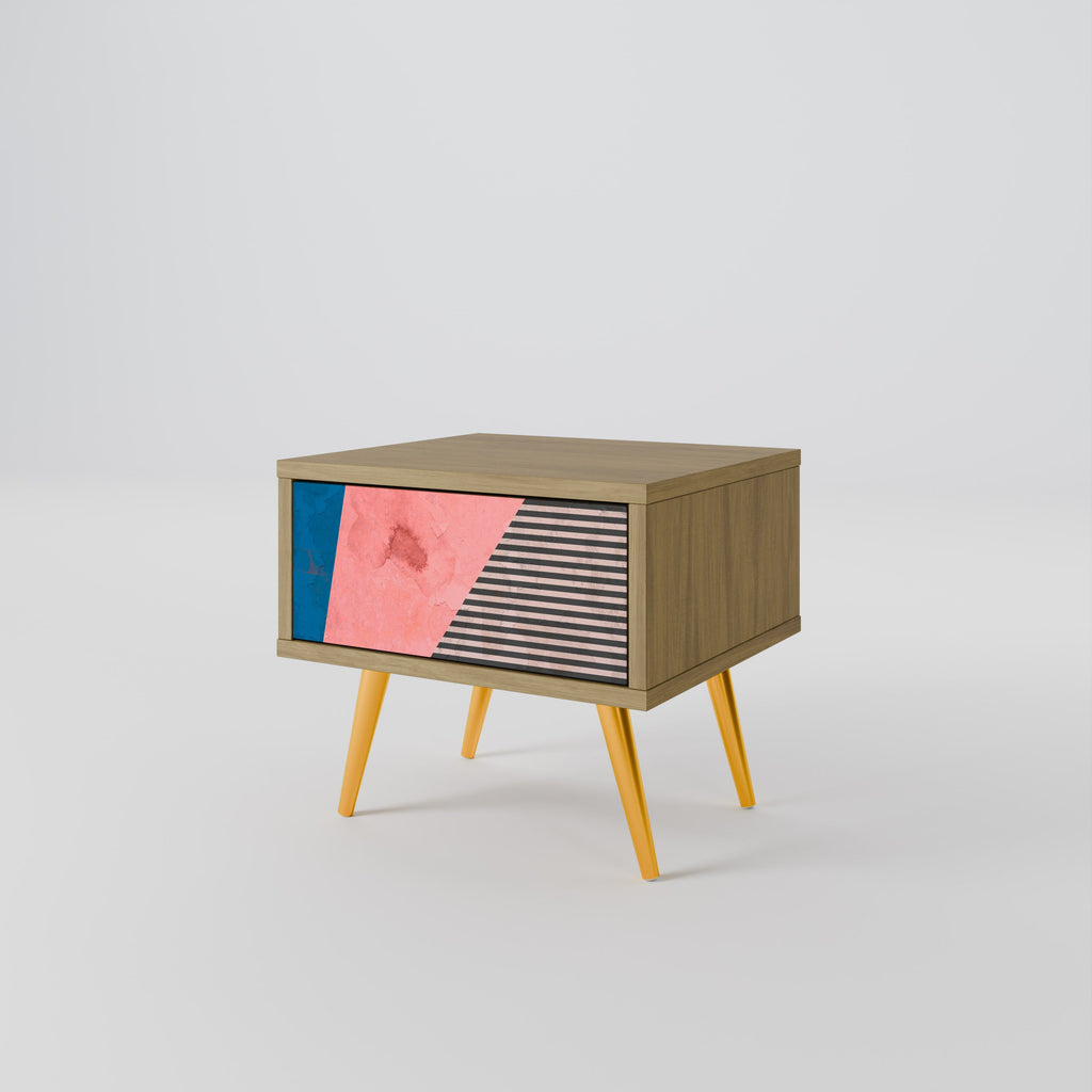 Table de chevet GLAMOROUS STRIPE effet chêne