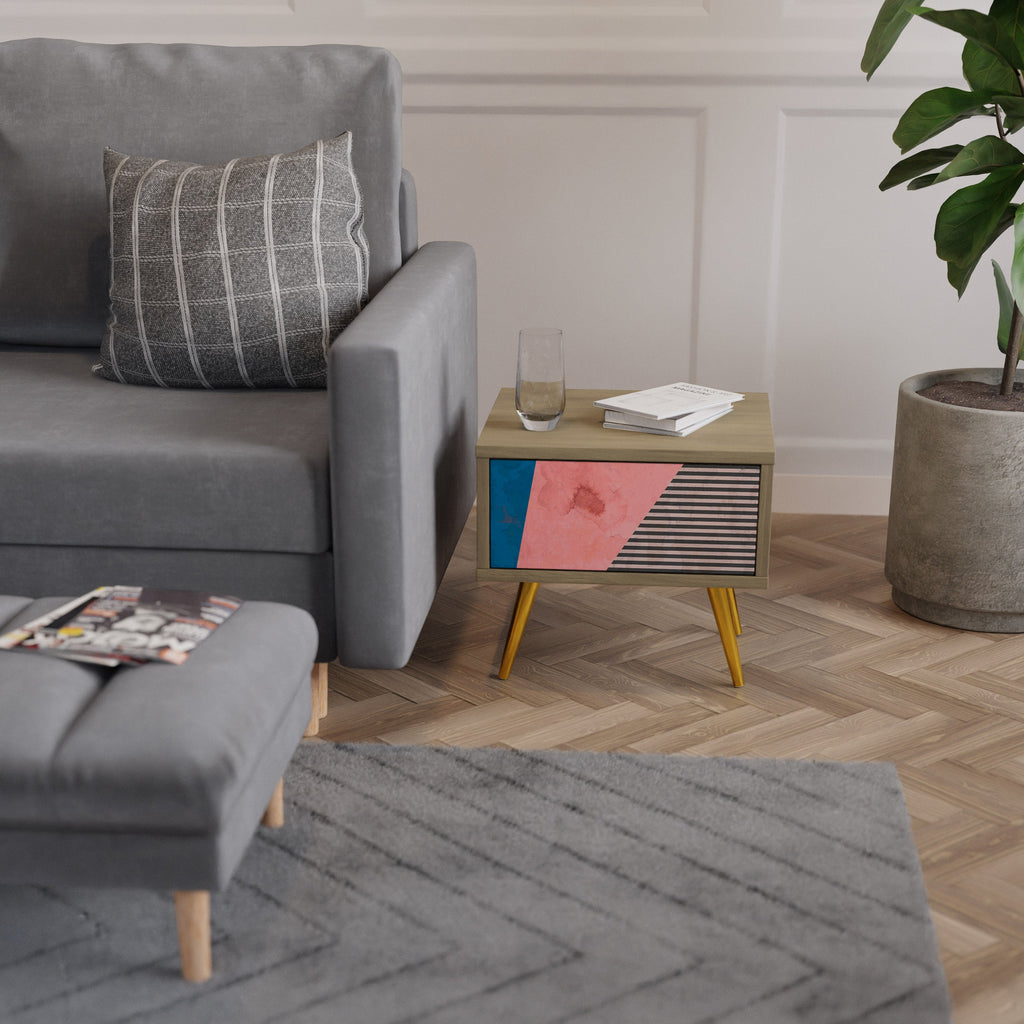 Table de chevet GLAMOROUS STRIPE effet chêne