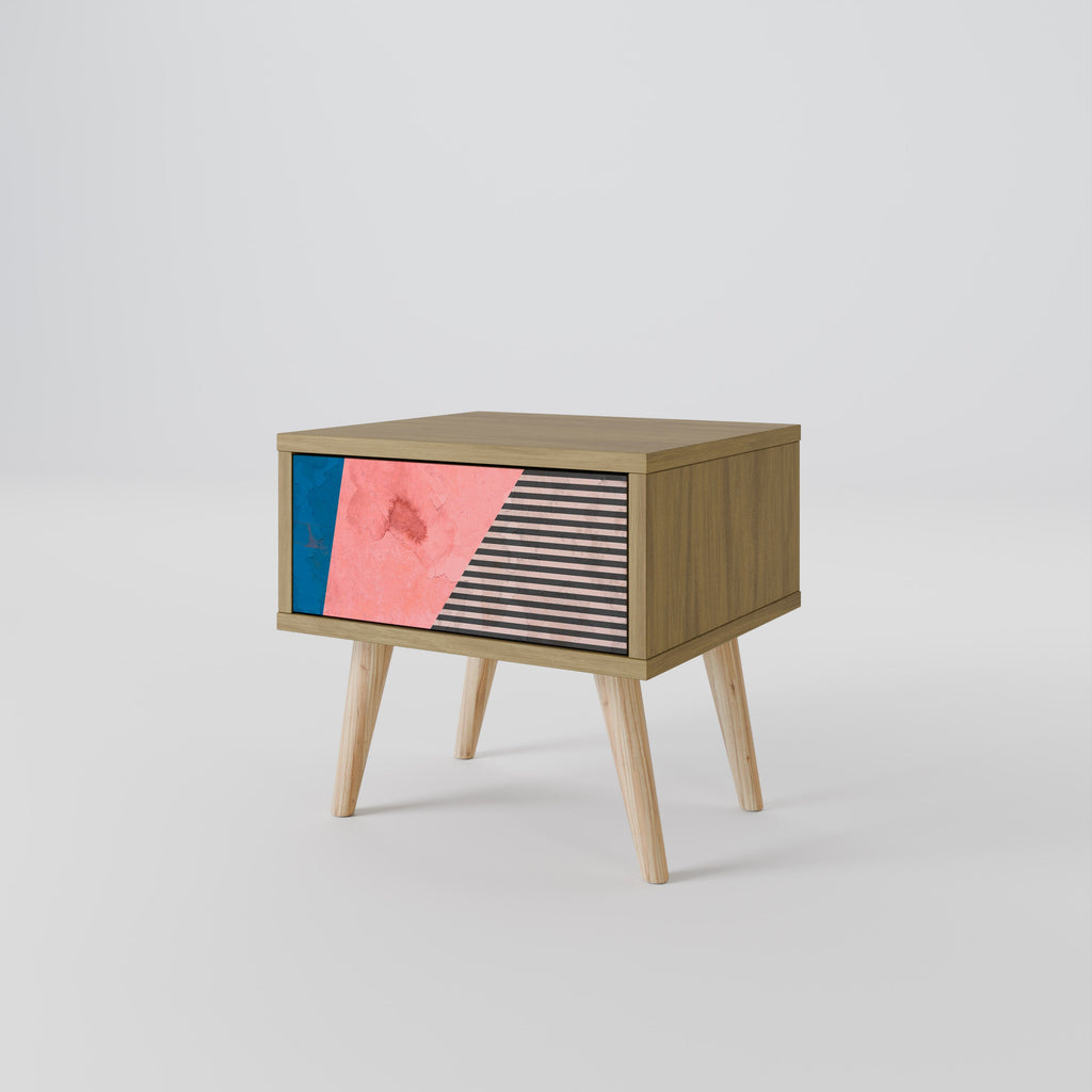 Table de chevet GLAMOROUS STRIPE effet chêne