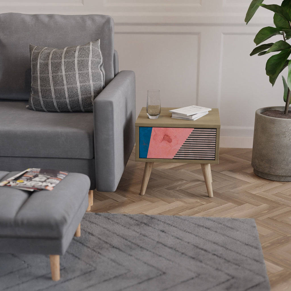 Table de chevet GLAMOROUS STRIPE effet chêne