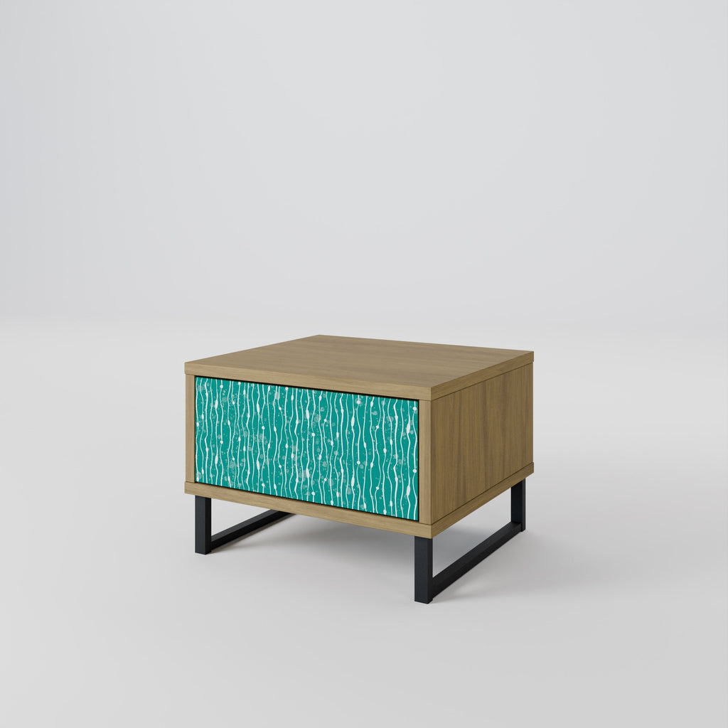 Table de chevet TURQUOISE RAIN effet chêne