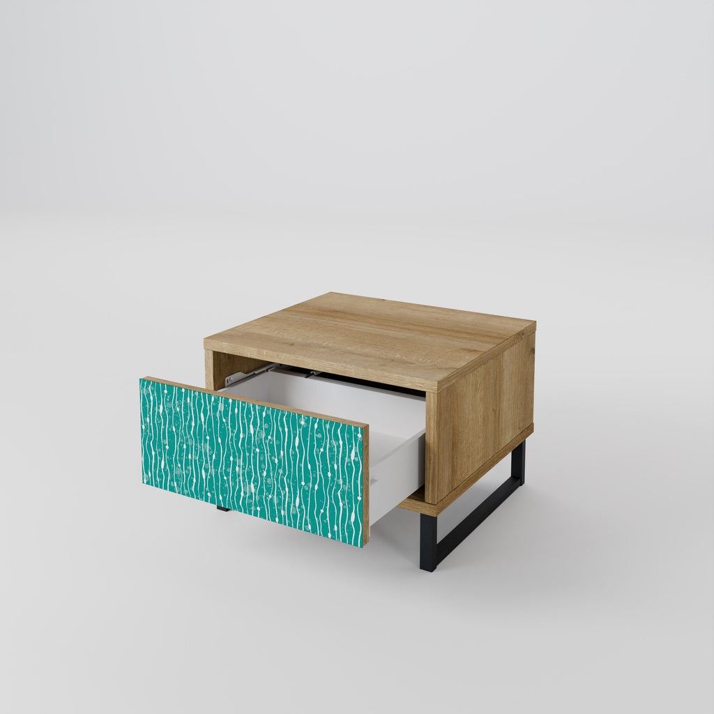 Table de chevet TURQUOISE RAIN effet chêne