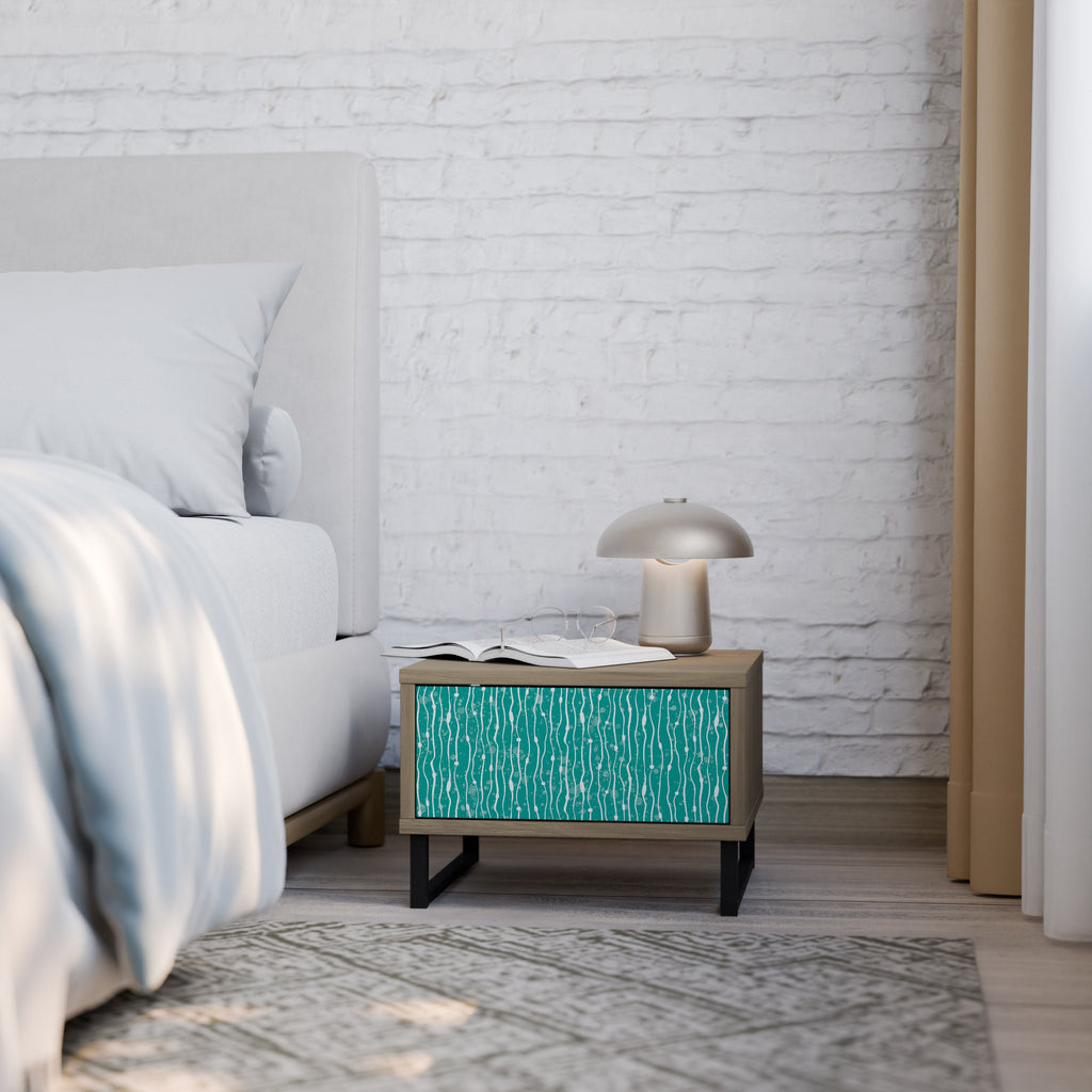 Table de chevet TURQUOISE RAIN effet chêne