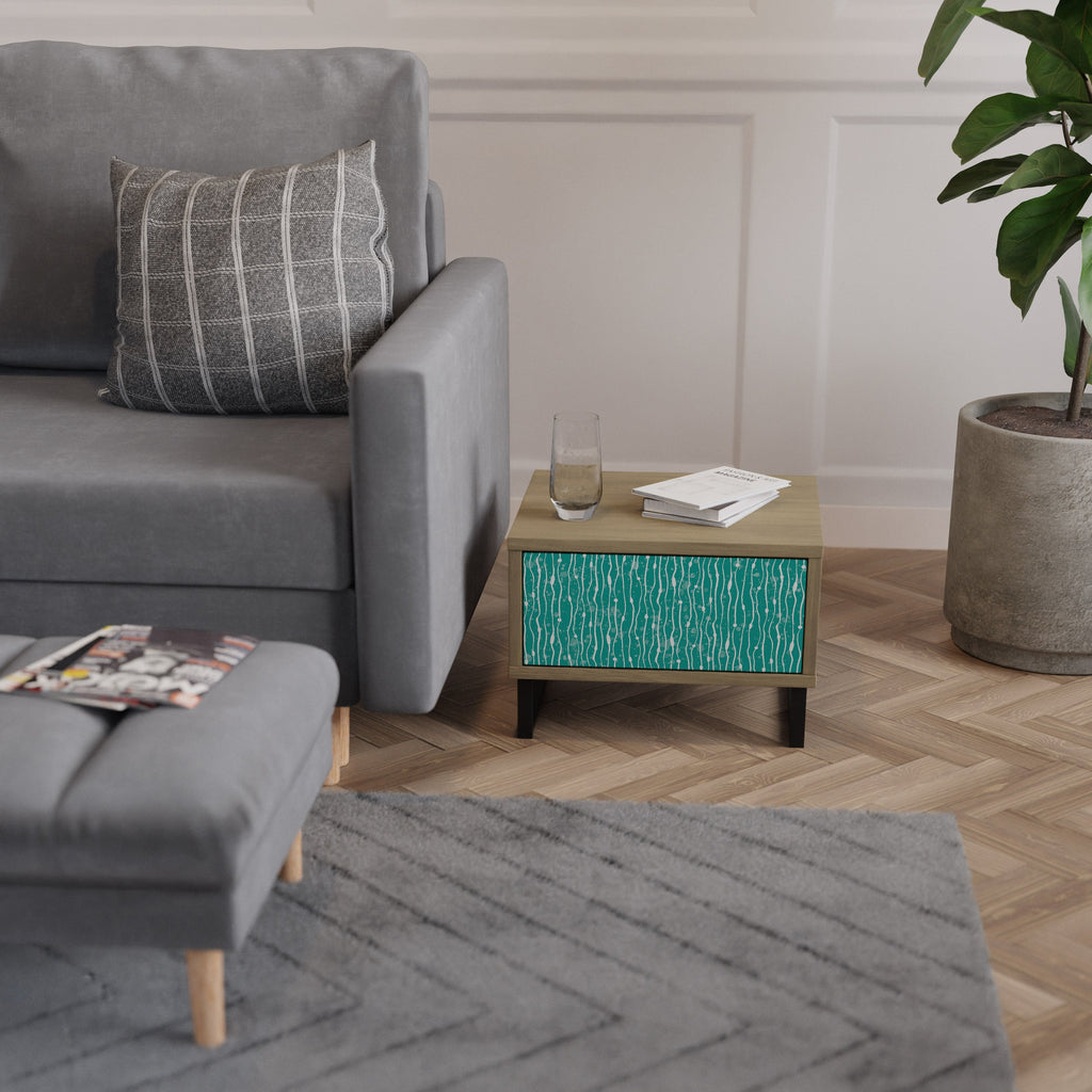 Table de chevet TURQUOISE RAIN effet chêne