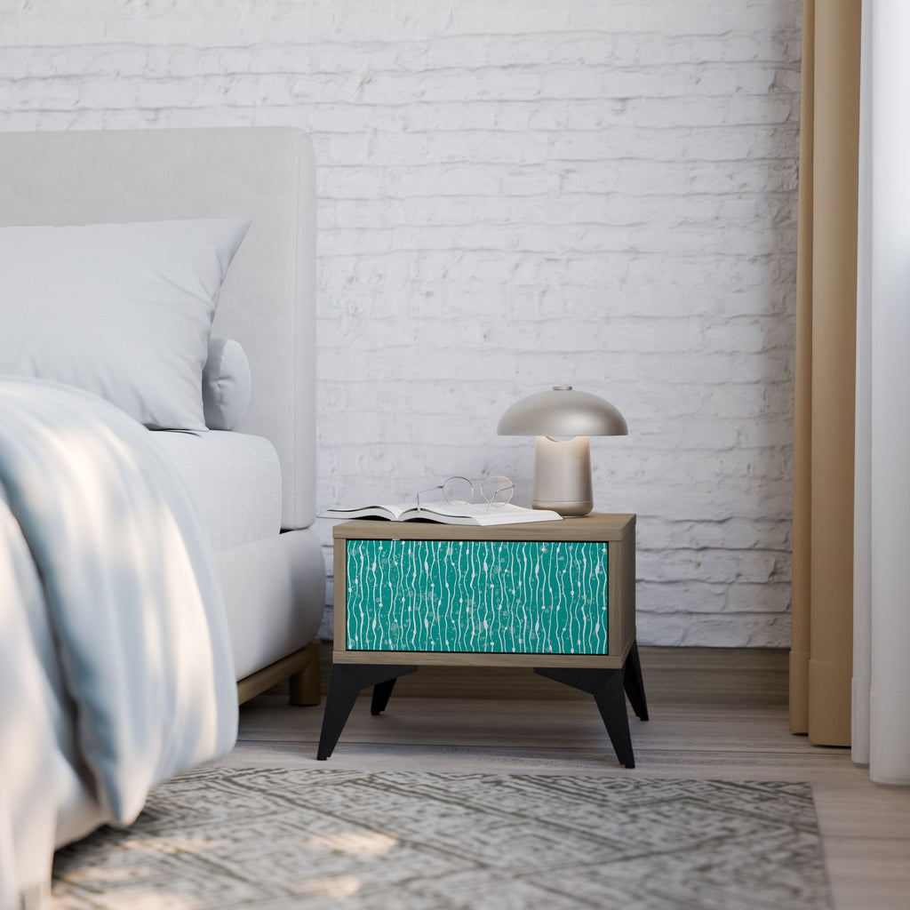 Table de chevet TURQUOISE RAIN effet chêne