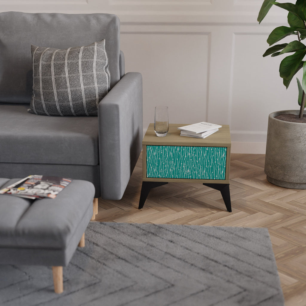 Table de chevet TURQUOISE RAIN effet chêne