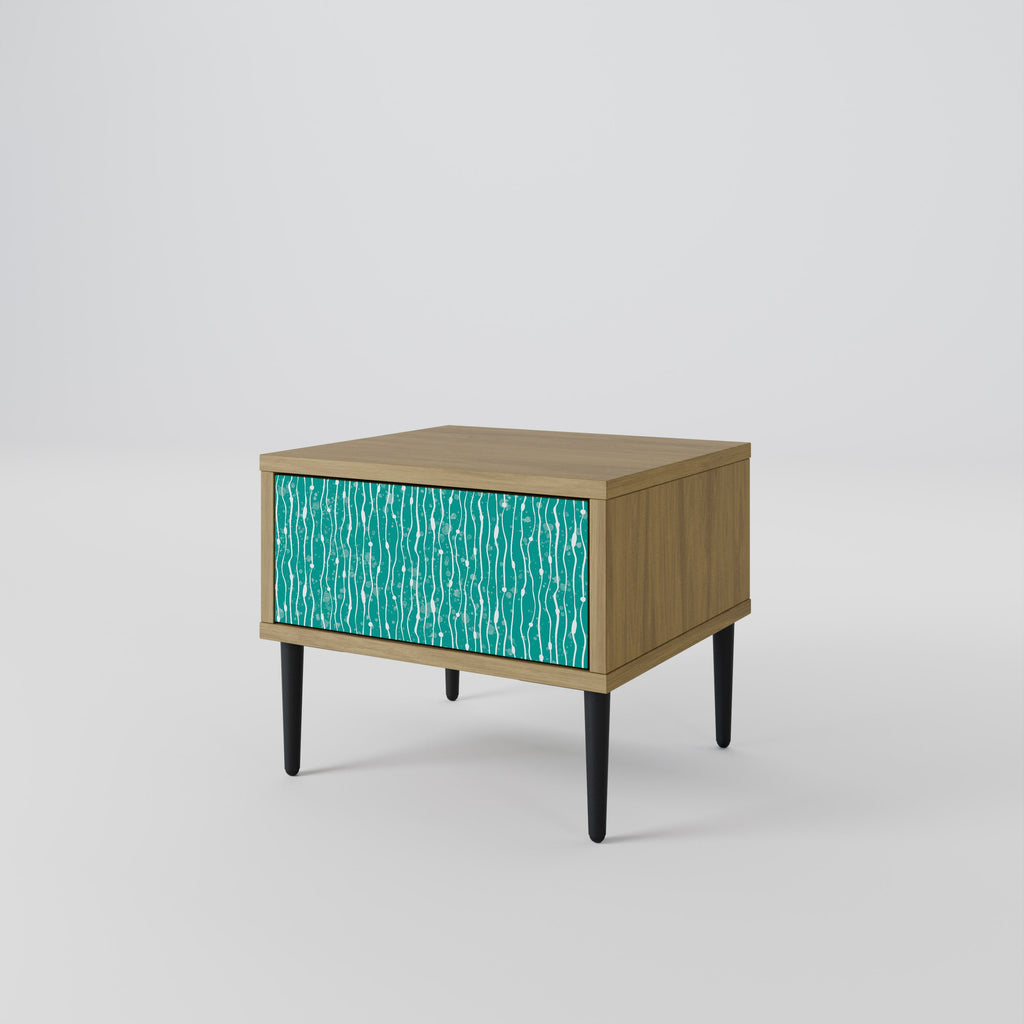 Table de chevet TURQUOISE RAIN effet chêne