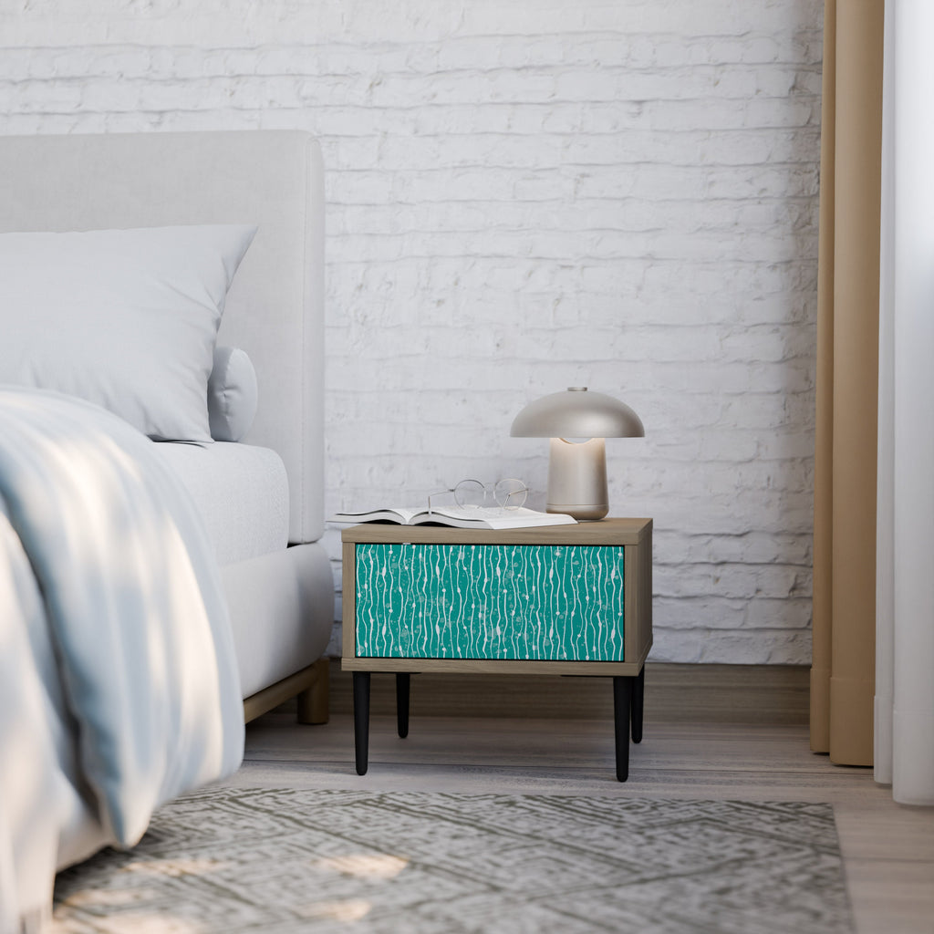 Table de chevet TURQUOISE RAIN effet chêne