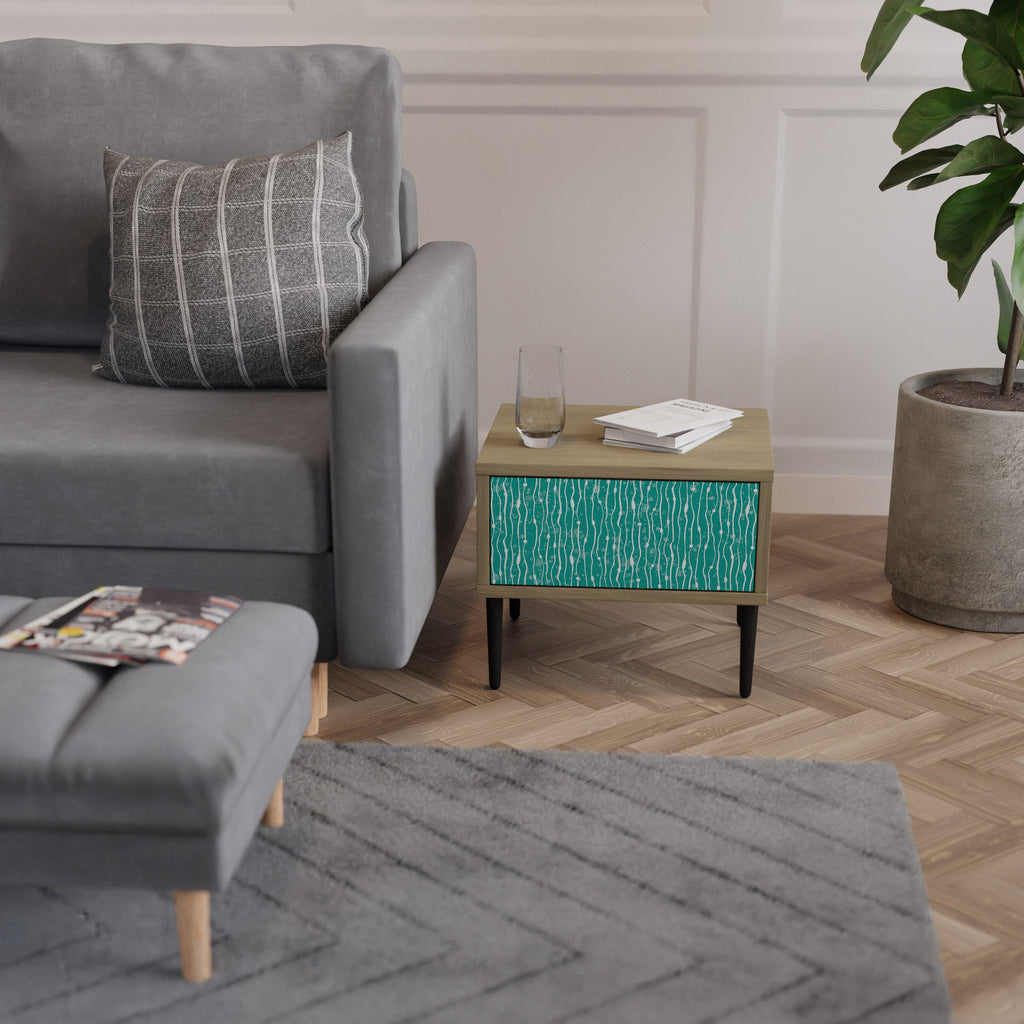 Table de chevet TURQUOISE RAIN effet chêne