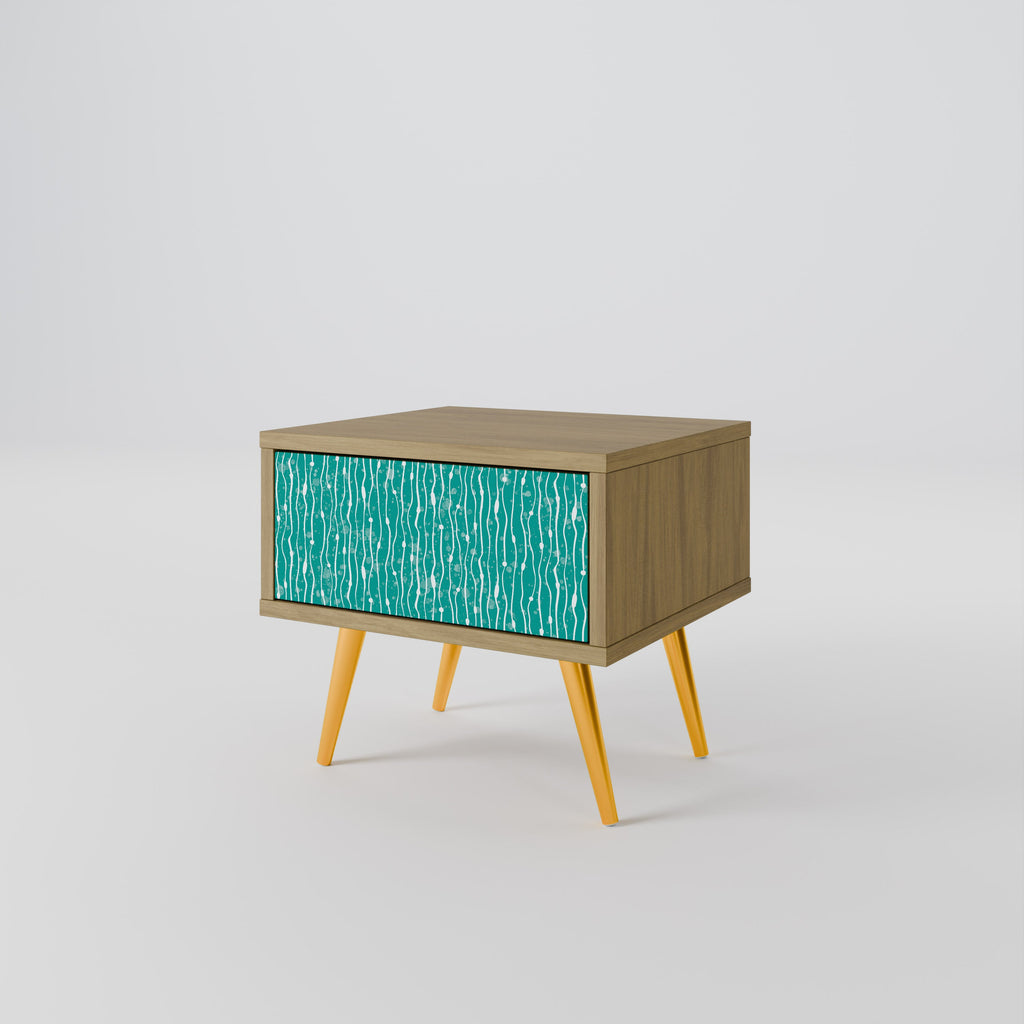 Table de chevet TURQUOISE RAIN effet chêne