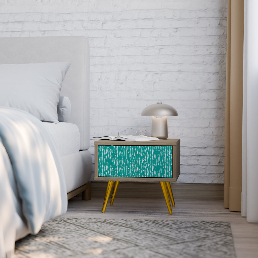 Table de chevet TURQUOISE RAIN effet chêne
