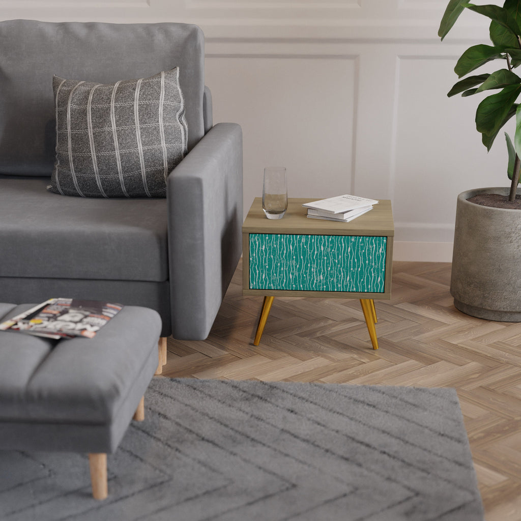 Table de chevet TURQUOISE RAIN effet chêne