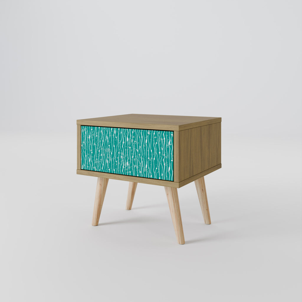 Table de chevet TURQUOISE RAIN effet chêne