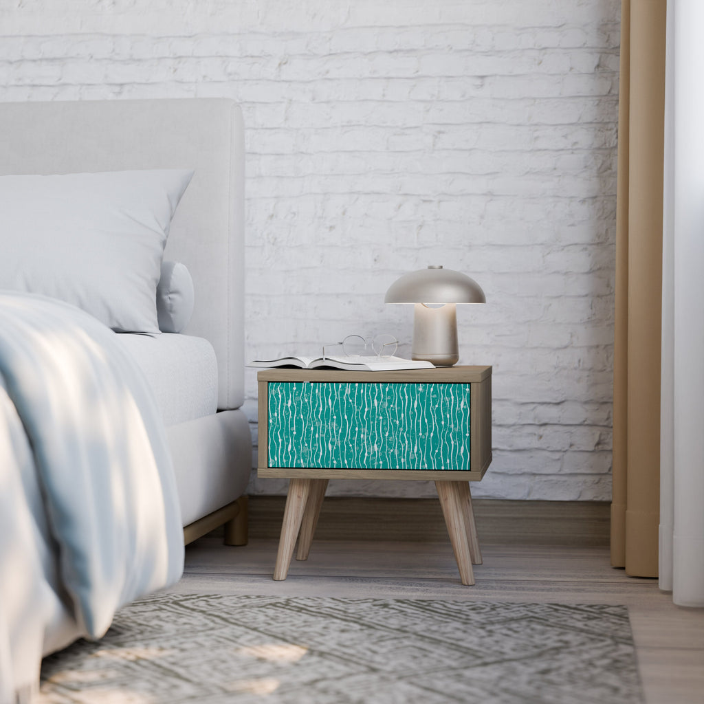 Table de chevet TURQUOISE RAIN effet chêne