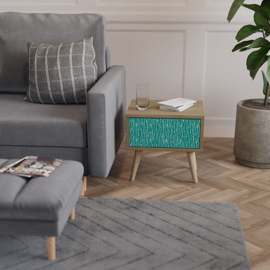 Table de chevet TURQUOISE RAIN effet chêne