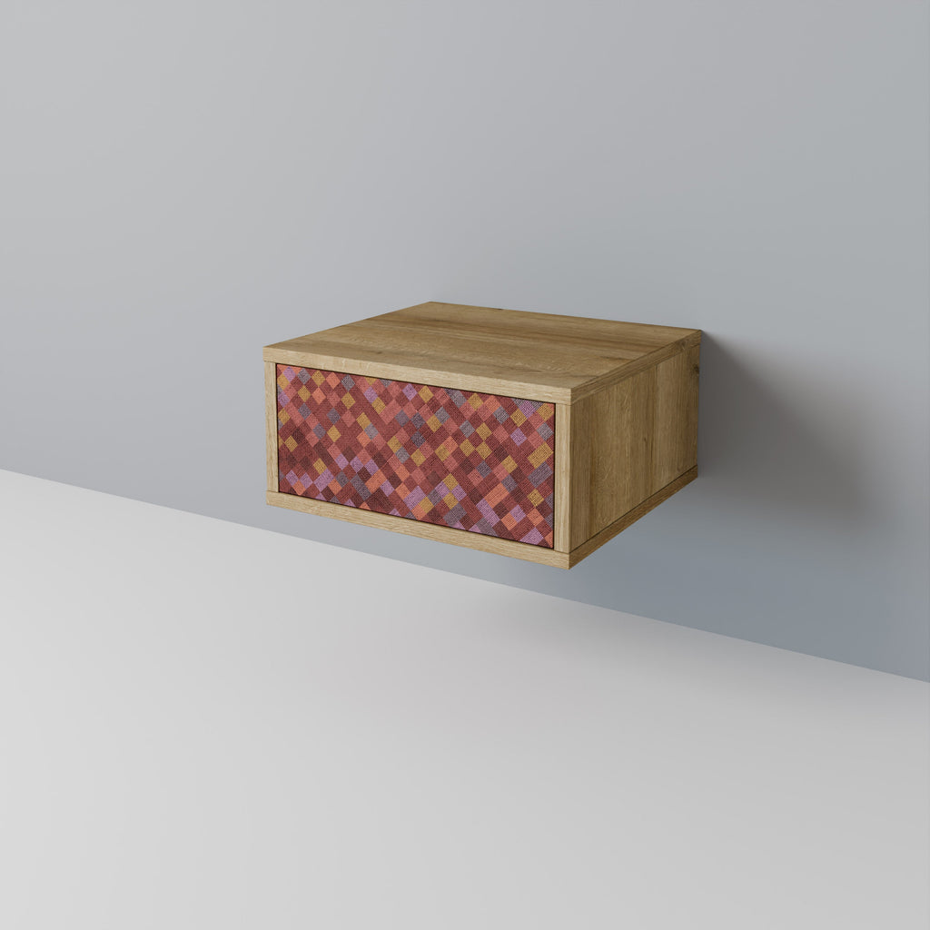 Table de chevet PAINTED SQUARES effet chêne